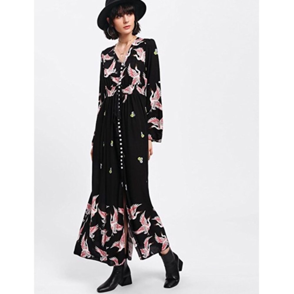 Black Button Up Maxi Dress